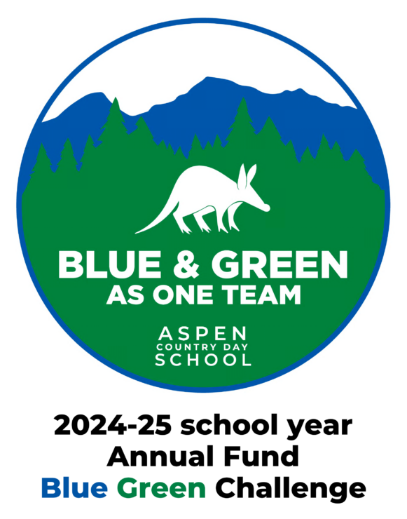 a logo for the 2024-25 school year annual fund at Aspen Country Day School, a PreK to 8th grade private school in Colorado